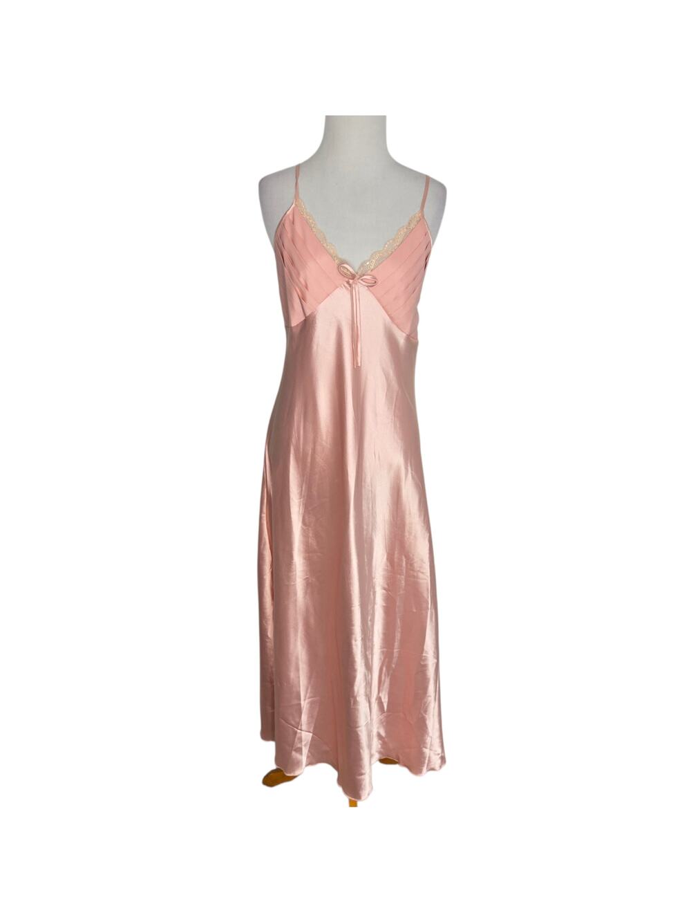 Coquette Satin Babydoll Slip Pink Maxi Romantic Angel Lace Pink CurveBay Small